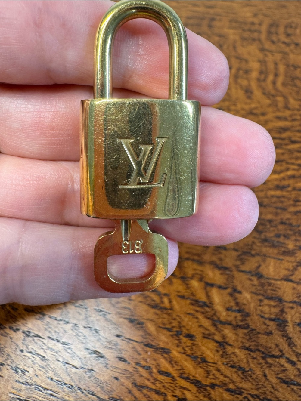 Louis Vuitton Gold Tone Brass Padlock and Key #313